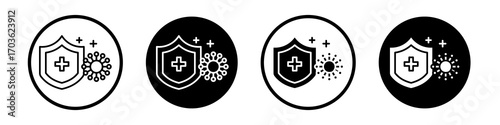Immune system icon collection in black and white filled and outlined style for web.
