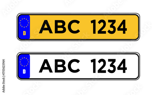 Germany car license plate template. Germany car registration number plate sign vector design