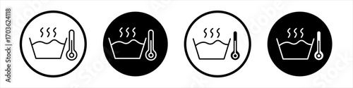Hot water icon collection in black and white filled and outlined style for web.