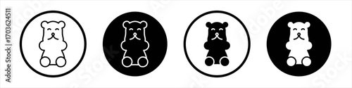Gummy bear icon collection in black and white filled and outlined style for web.