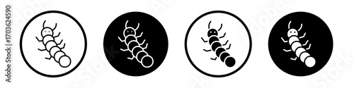 Grub icon collection in black and white filled and outlined style for web.