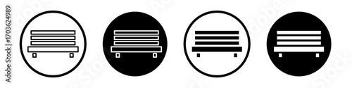 Garden Bench icon collection in black and white filled and outlined style for web.