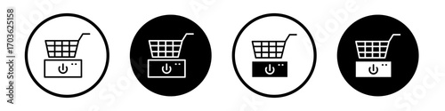 Fryer icon collection in black and white filled and outlined style for web.