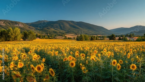 Wallpaper Mural Panoramic sunflower field at sunset Torontodigital.ca