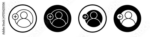 Follower icon collection in black and white filled and outlined style for web.