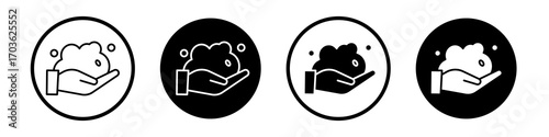 Foam icon collection in black and white filled and outlined style for web.