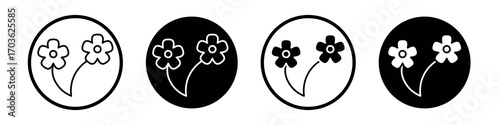 Flowers icon collection in black and white filled and outlined style for web.
