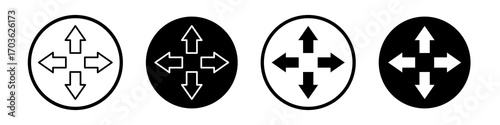Expand arrows icon collection in black and white filled and outlined style for web.