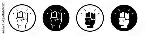 Empowerment icon collection in black and white filled and outlined style for web.