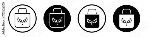 ECO bag icon collection in black and white filled and outlined style for web.