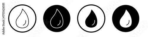 Drop icon collection in black and white filled and outlined style for web.