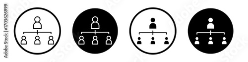 Department head icon collection in black and white filled and outlined style for web.