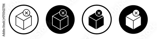 Delivery cancelled icon collection in black and white filled and outlined style for web.
