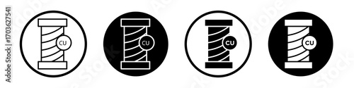 Copper icon collection in black and white filled and outlined style for web.