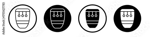 Conga icon collection in black and white filled and outlined style for web.