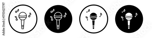 Concert icon collection in black and white filled and outlined style for web.