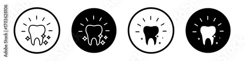 Clean teeth icon collection in black and white filled and outlined style for web.