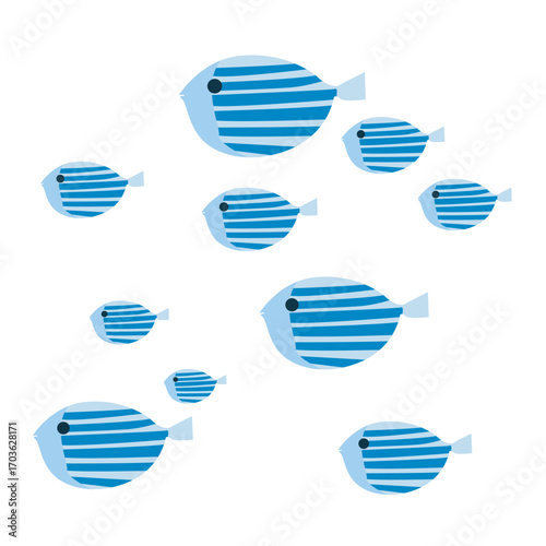 Blue strip fish pattern. Seamless pattern of blue striped fish, playful ocean themed vector.