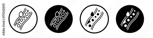 Cholesterol icon collection in black and white filled and outlined style for web.