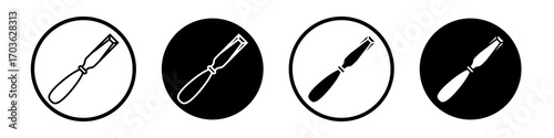 Chisel icon collection in black and white filled and outlined style for web.