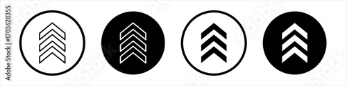 Chevrons icon collection in black and white filled and outlined style for web.