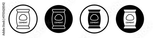 Cement icon collection in black and white filled and outlined style for web.