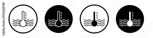 Car temperature icon collection in black and white filled and outlined style for web.