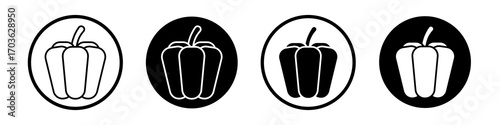 Capsicum icon collection in black and white filled and outlined style for web.