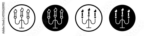 Candelabra icon collection in black and white filled and outlined style for web.