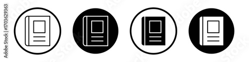 Books icon collection in black and white filled and outlined style for web.