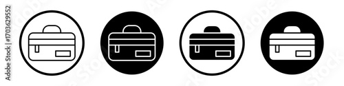 Big makeup box icon collection in black and white filled and outlined style for web.