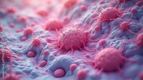 A microscopic image showing the characteristic pathological features of Alzheimer's disease, including beta amyloid plaques and neurofibrillary tangles within brain tissue. 