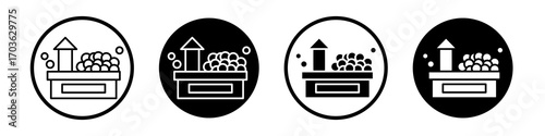Ball pit icon collection in black and white filled and outlined style for web.