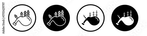 Bagpipes icon collection in black and white filled and outlined style for web.
