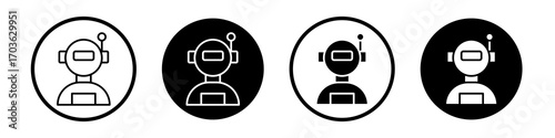 Astronaut user icon collection in black and white filled and outlined style for web.