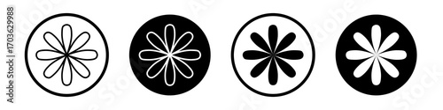 Aster icon collection in black and white filled and outlined style for web.