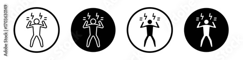 Angry human icon collection in black and white filled and outlined style for web.