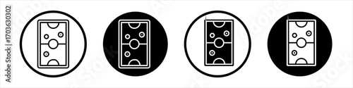 Air hockey icon collection in black and white filled and outlined style for web.