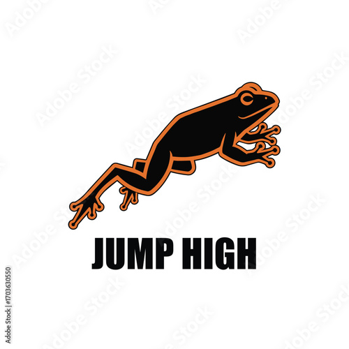 Vector art of black frog jumping high in vector illustration