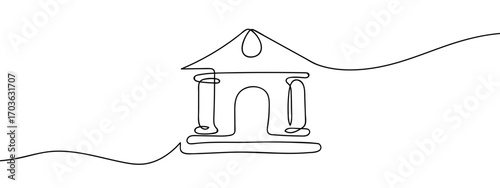 Continuous line vector illustration of Bank Finance. Editable stroke.