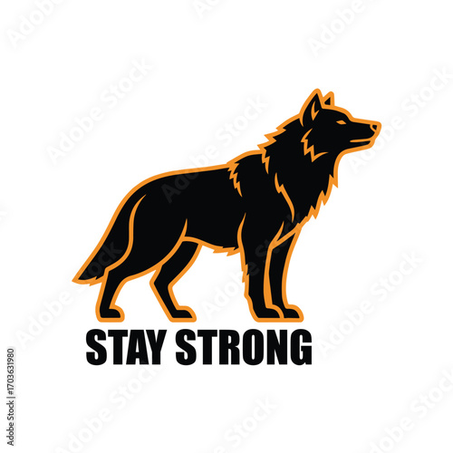 Illustration of a strong wolf, stay strong