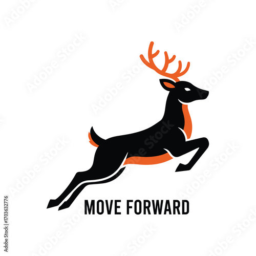 Vector art of deer jumping forward, vector illustration logo