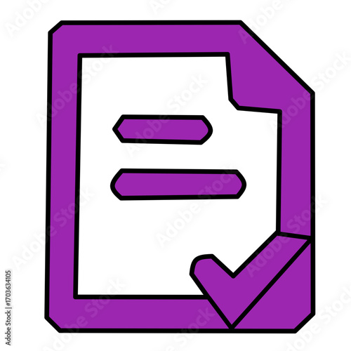 Purple Checklist Document Icon - Approved File Symbol