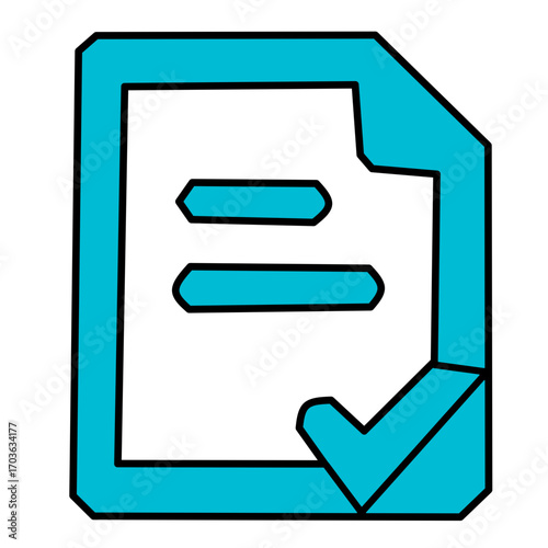 Blue Checklist Document Icon - Approved File Symbol