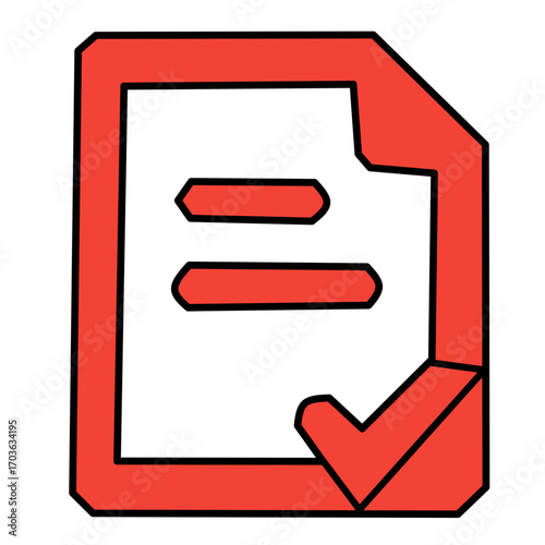 Red Checklist Document Icon - Approved File Symbol