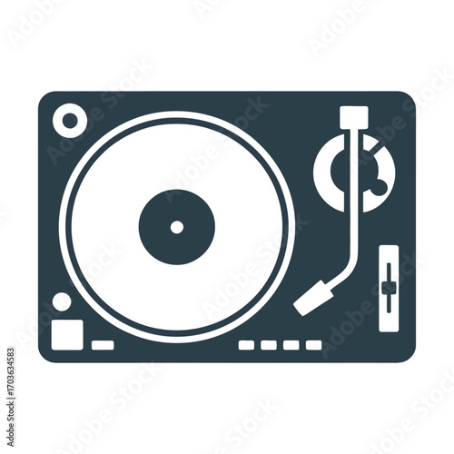 Flat design turntable icon for music lovers and djs modern audio equipment