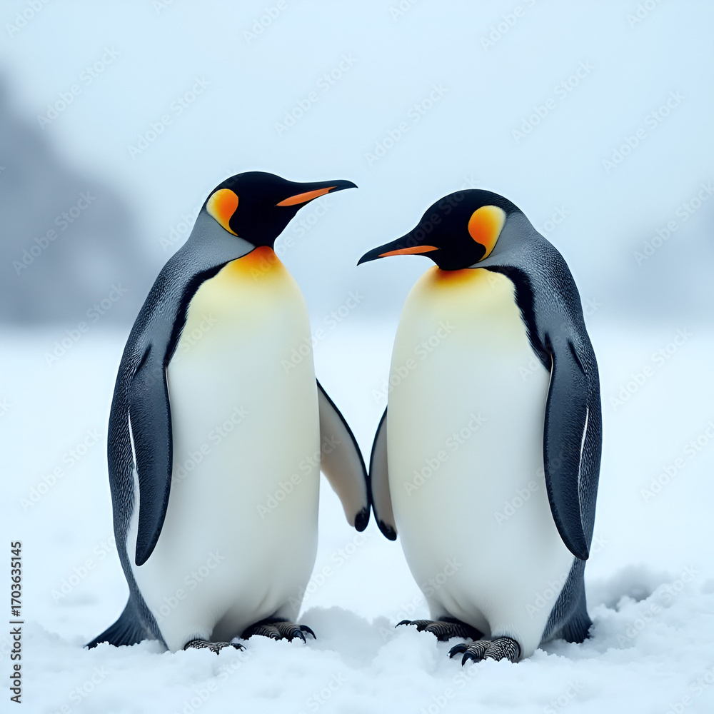 Fototapeta premium two penguins on the rocks