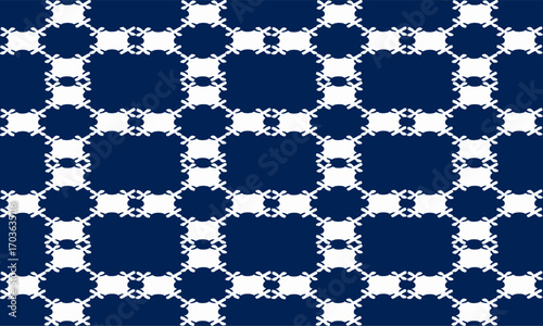 Blue vintage wall block, seamless pattern with blue squares block arrange as wall design for fabric printing or wallpaper or background, horizontal strip