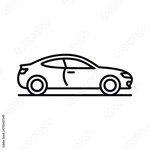 Sleek modern coupe car outline simple icon design automotive transport graphic