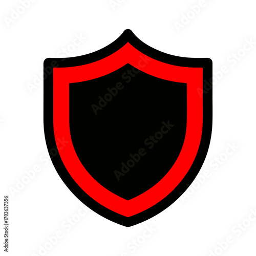 Free Download Black and red shield icon representing security, protection, and defense. Simple flat vector emblem for safety and privacy concepts - GFXLoad